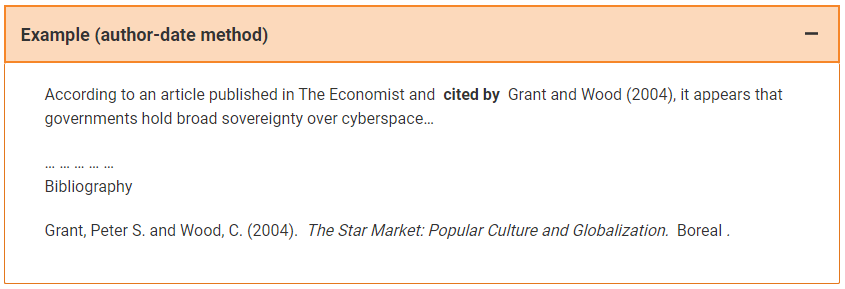 Example (author-date method) 10.