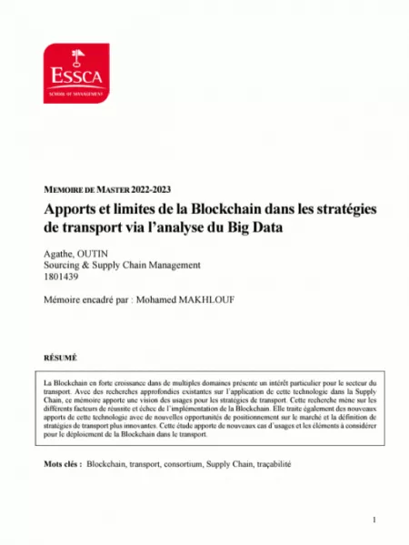 Apports et limites de la Blockchain dans les stratégies de transport via l’analyse du Big Data