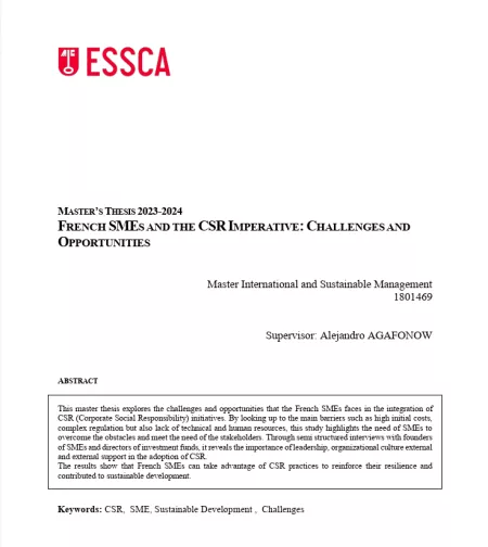 French SMES and the CSR imperative: Challenges and Opportunities / Lampe Ondine